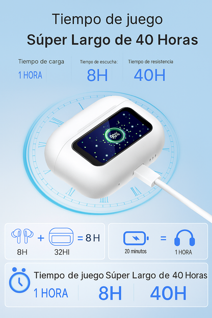 Audífonos inhalambricos con pantalla táctil para iphone y android
